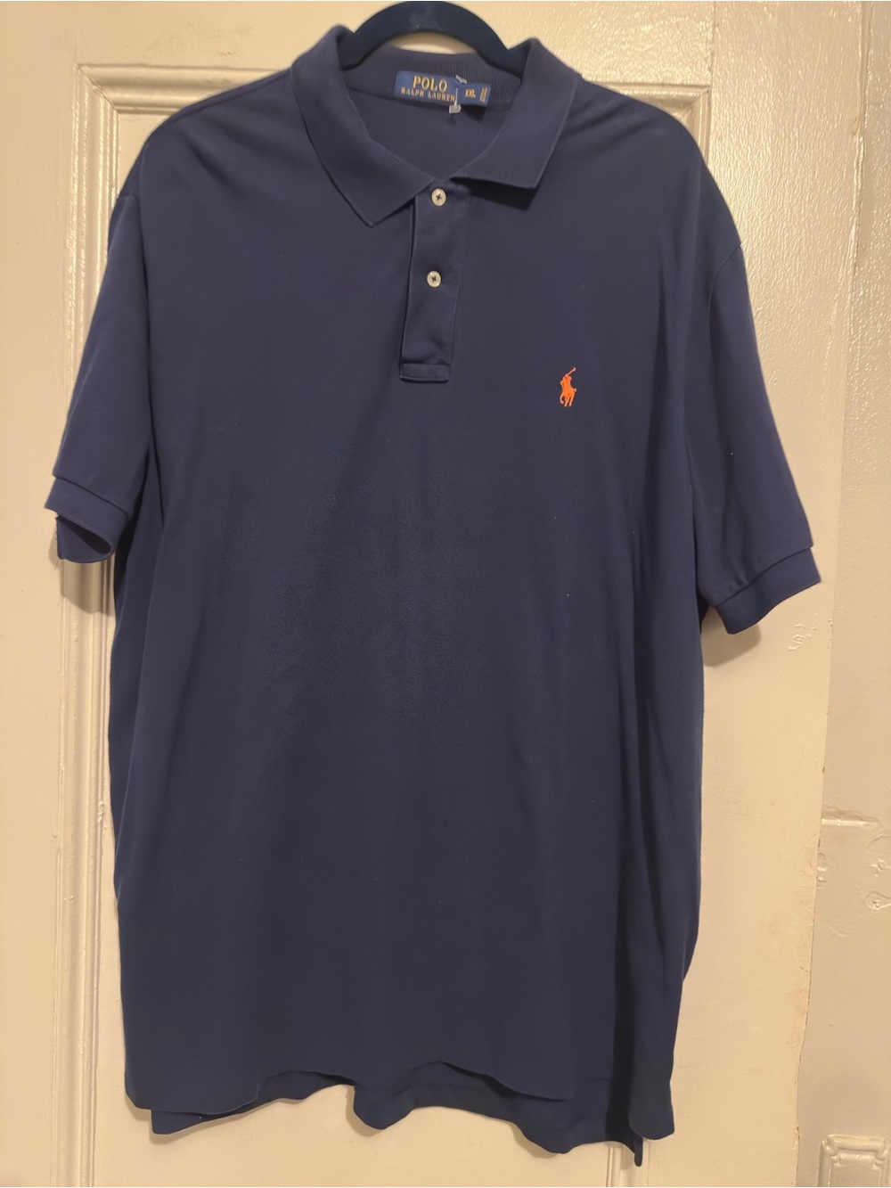 Polo by Ralph Lauren Men’s Navy Short-Sleeve Polo Shirt with Orange Pony. Sz XXL